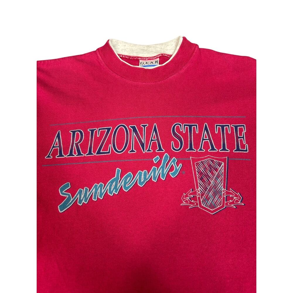 Vintage ASU T Shirt Mens Large Red 90s Arizona State University Gear for Sports